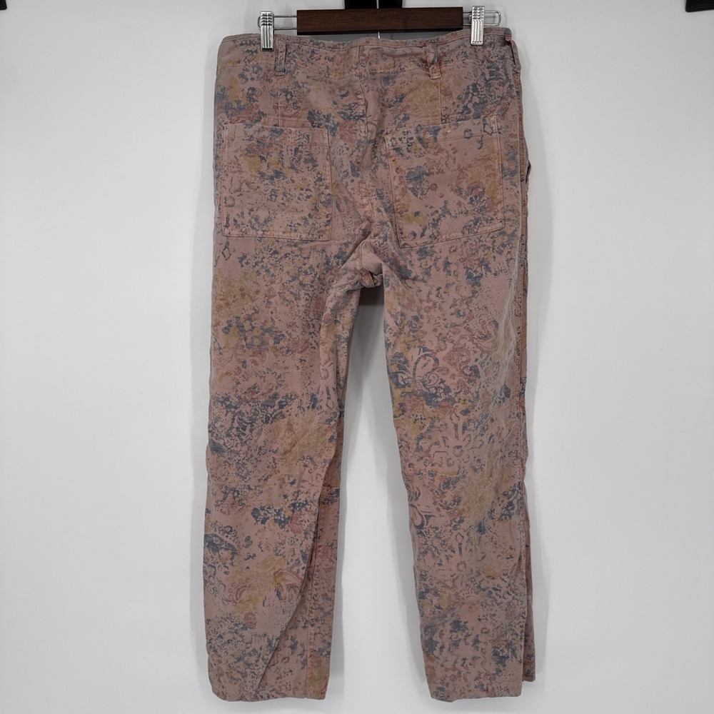 Anthropologie The Wanderer Pink Paisley Floral Utility Pants Women 32 Button Fly - Picture 2 of 6